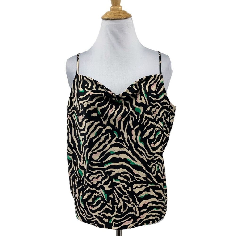 Nine West Women's Zebra Print Cowl Drape Neck Cami | XL